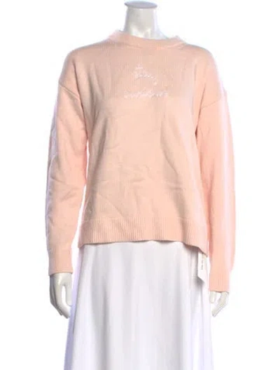 Pre-owned Lingua Franca Graphic Print Crew Neck Sweater W/ Tags In Pink