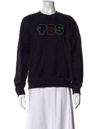 Pre-owned Lingua Franca Graphic Print Crew Neck Sweatshirt In Black