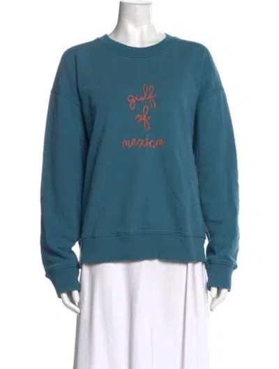 Pre-owned Lingua Franca Graphic Print Crew Neck Sweatshirt In Blue