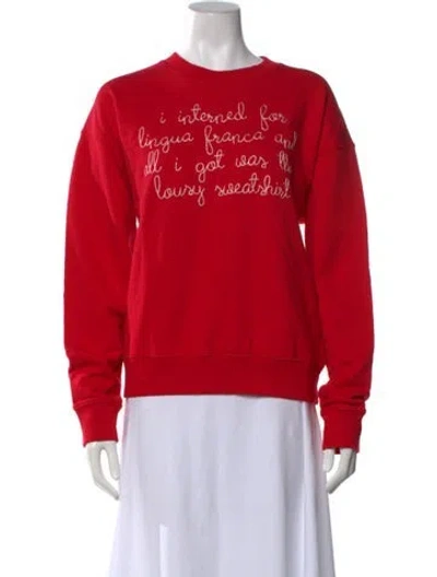Pre-owned Lingua Franca Graphic Print Crew Neck Sweatshirt W/ Tags In Red