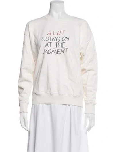 Pre-owned Lingua Franca Graphic Print Crew Neck Sweatshirt In White