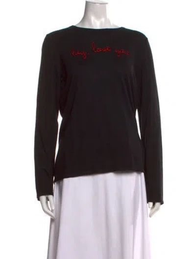 Pre-owned Lingua Franca Graphic Print Crew Neck Top In Black