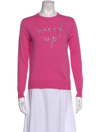 Pre-owned Lingua Franca Graphic Print Crew Neck Top In Pink