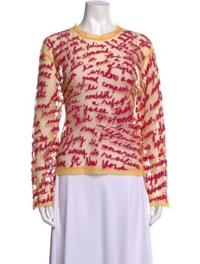 Pre-owned Lingua Franca Graphic Print Crew Neck Top W/ Tags In Multi