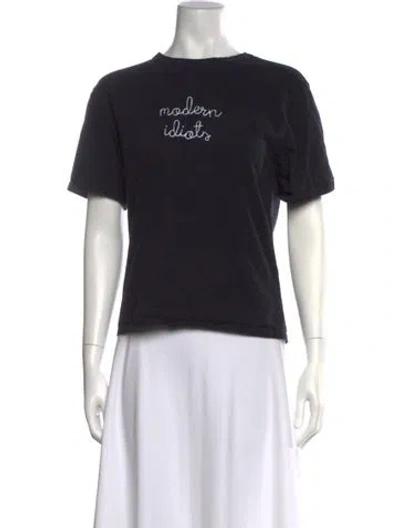 Pre-owned Lingua Franca Graphic Print Crew Neck T-shirt In Black