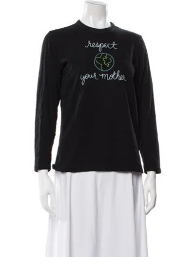 Pre-owned Lingua Franca Graphic Print Crew Neck T-shirt In Black