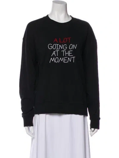 Pre-owned Lingua Franca Graphic Print Embroidered Accent Pajamas In Black