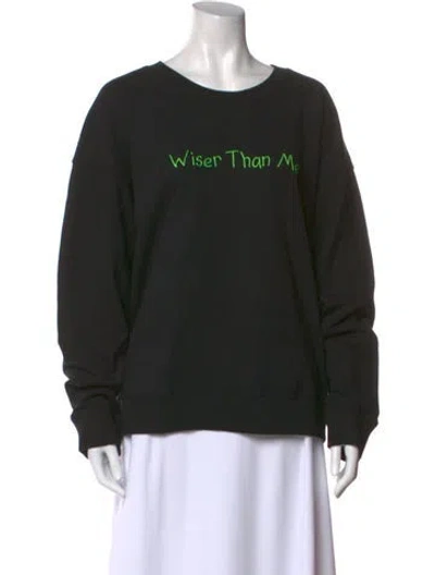 Pre-owned Lingua Franca Graphic Print Scoop Neck Sweatshirt In Black