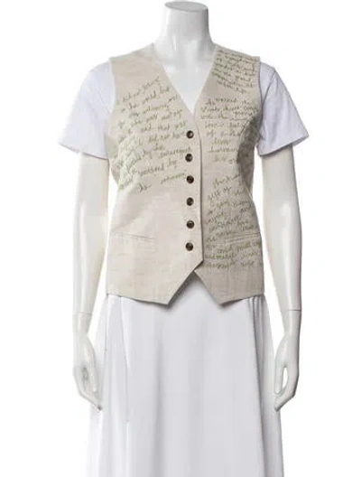 Pre-owned Lingua Franca Graphic Print Vest In Neutrals