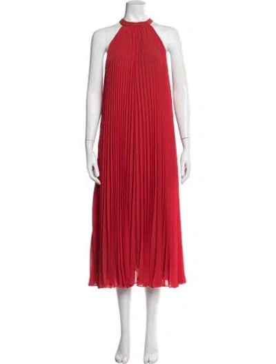 Pre-owned Lingua Franca Halterneck Midi Length Dress In Red