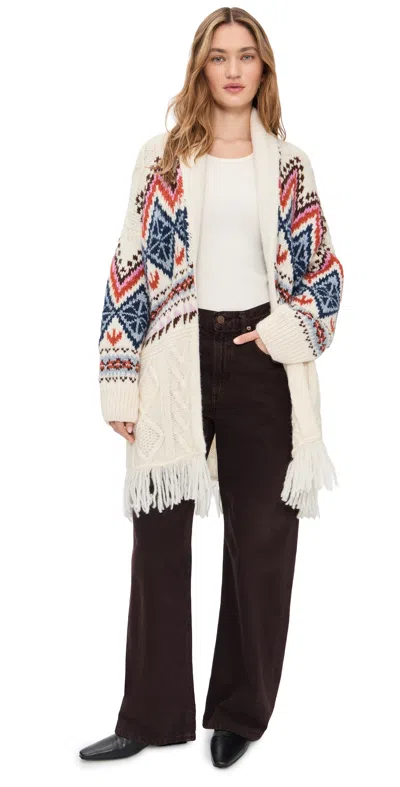 Lingua Franca Hilda Baby Alpaca Robe Cream Multi In White