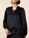 Lingua Franca Hudson Silk Popover In Coal In Grey