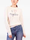 Lingua Franca I Love Naples Embroidered Crew-neck Sweater In Neutral