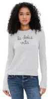 Lingua Franca La Dolce Vita Cashmere Crewneck Smoke In Gray