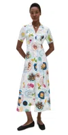 Lingua Franca Lampi Button Down Dress Patmos Print In Patmos Print