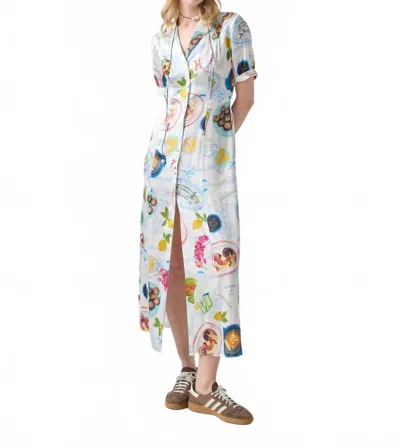 Lingua Franca Lampi Button Dress In Lunch In Multi