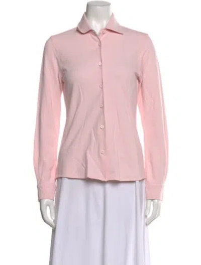 Pre-owned Lingua Franca Long Sleeve Button-up Top In Pink