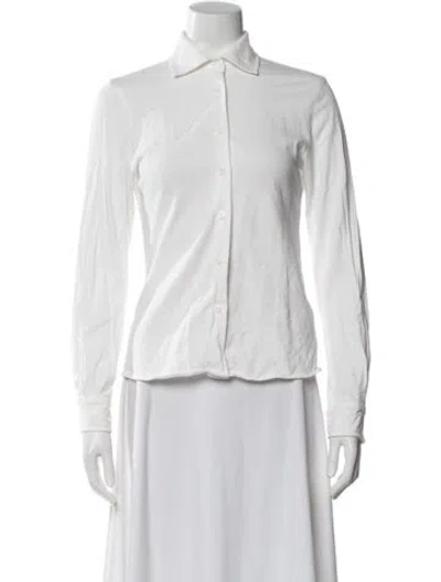 Pre-owned Lingua Franca Long Sleeve Button-up Top In White
