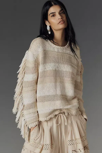 Lingua Franca Marathi Crew-neck Fringe Sweater