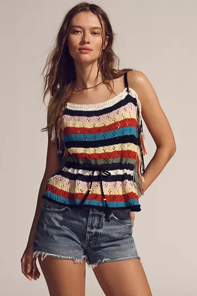 Lingua Franca Marathi Pointelle Sweater Tank Top In Multicolor
