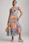 Lingua Franca Marcia Sleeveless A-line Maxi Dress In Blue