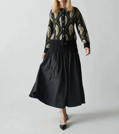 Lingua Franca Mekas Knit Combo Drop Waist Skirt In Black