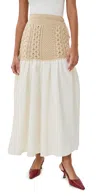 Lingua Franca Women's Mekas Cable-knit And Cotton-moire Skirt In White