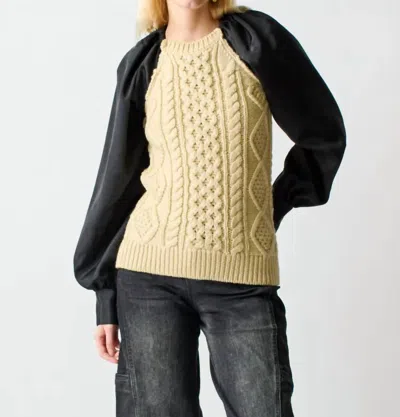 Lingua Franca Mekas Knit Combo Top In Ivory Multi In Neutral