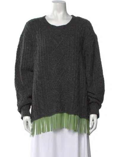 Pre-owned Lingua Franca Merino Wool Tweed Pattern Sweater In Grey