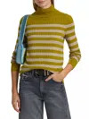 Lingua Franca Morrissey Stripe Turtleneck In Olive Oil In Multi