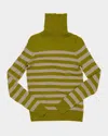 Lingua Franca Morrissey Stripe Turtleneck In Olive Oil In Olive Oil