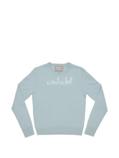 Lingua Franca Nantucket Embroidered-lettering Sweater In Blue