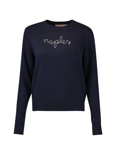 Lingua Franca Naples Crewneck Sweater In Blue