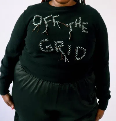 Lingua Franca Off The Grid Crewneck Sweater In Black In Green
