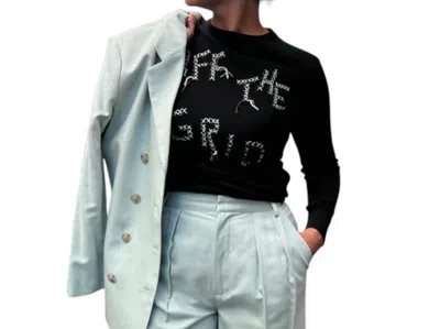 Lingua Franca Off The Grid Crewneck Top In Black