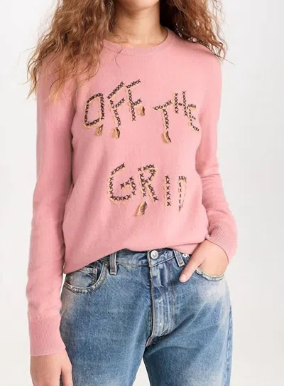 Lingua Franca Off The Grid Crewneck Top In Cream In Pink