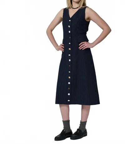 Lingua Franca Oliver Vest Dress In Navy In Blue