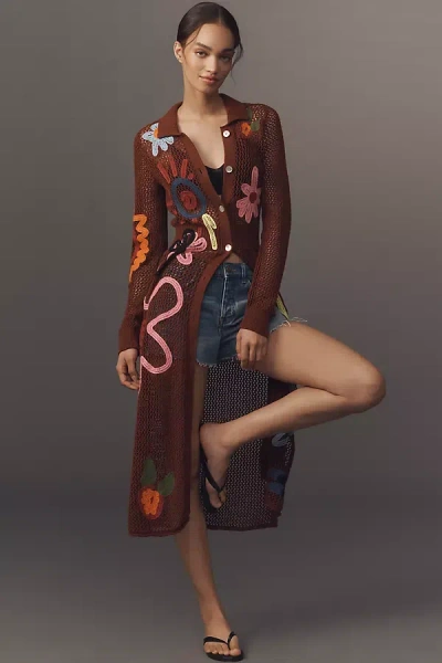 Lingua Franca Onar Embroidered Midi Shirt Dress