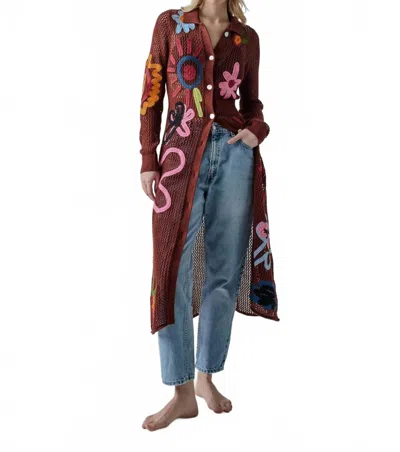 LINGUA FRANCA ONAR MESH KNIT BUTTON-DOWN MIDI DRESS IN SIERRA MULTI