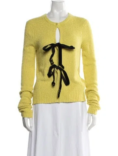 Pre-owned Lingua Franca Open Front Sweater In Yellow