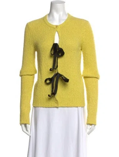 Pre-owned Lingua Franca Open Front Sweater In Yellow