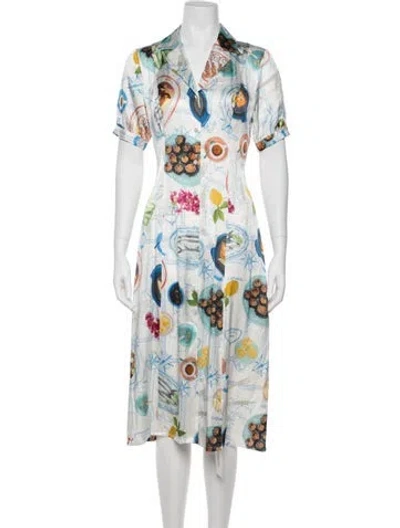 Pre-owned Lingua Franca Paisley Print Midi Length Dress In Multi