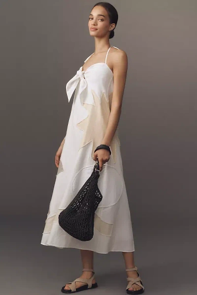 Lingua Franca Patmos Linen Blend Patchwork Midi Dress