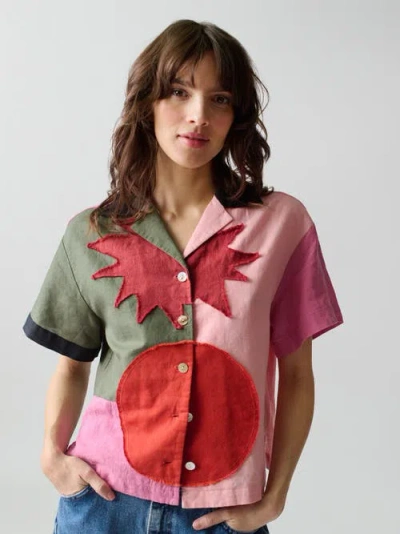 Lingua Franca Patmos Patch Shirt In Pink Multi