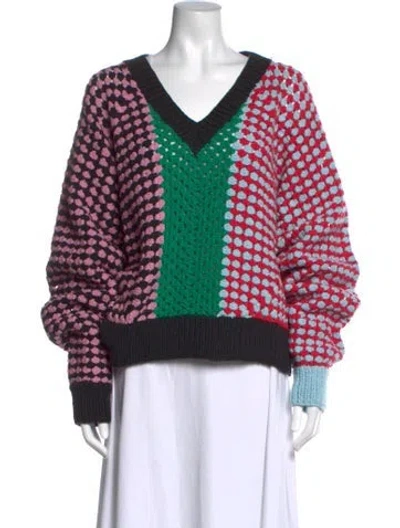 Pre-owned Lingua Franca Patterned V-neck Sweater In Multi