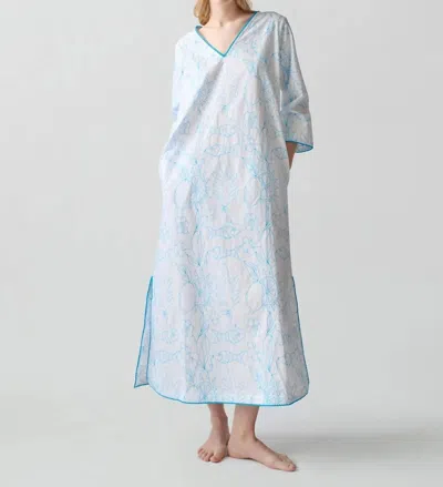 Lingua Franca Petra V-neck Caftan Tunic In Blue