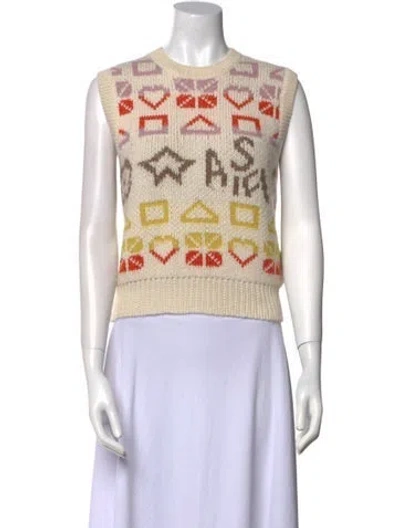 Pre-owned Lingua Franca Printed Crew Neck Sweater In Neutral