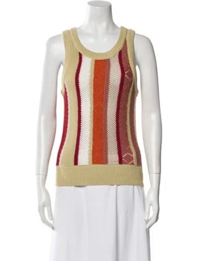 Pre-owned Lingua Franca Printed Scoop Neck Top In Green