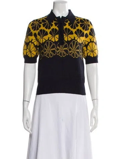 Pre-owned Lingua Franca Printed Sweater In Blue