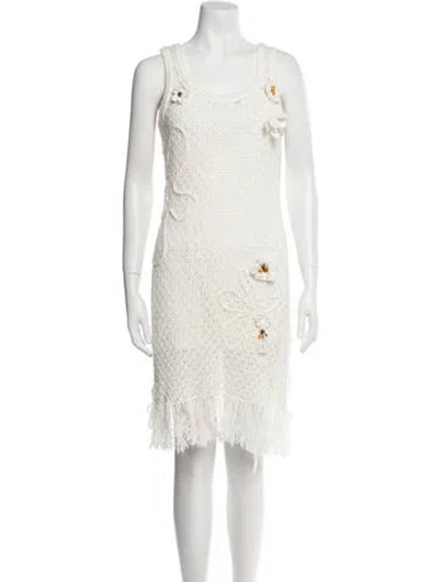 Pre-owned Lingua Franca Scoop Neck Knee-length Dress In Neutral